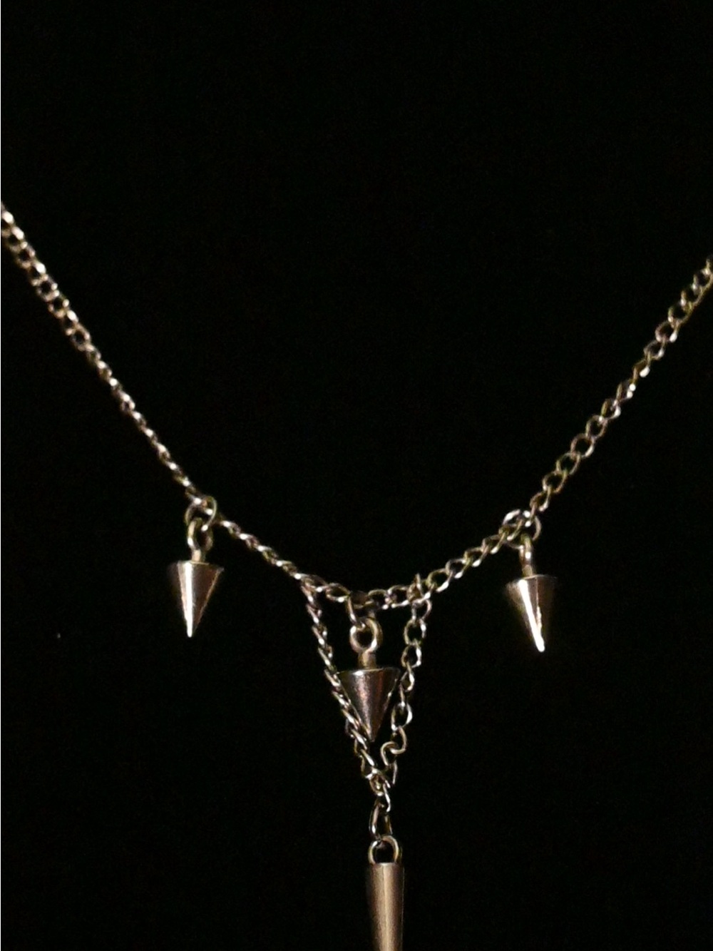 Goth punk spike trident chain necklace